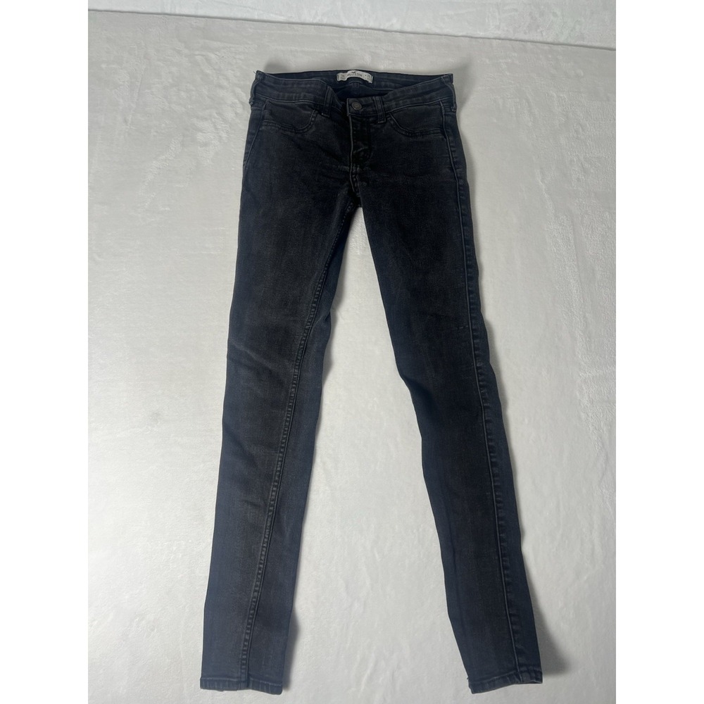 Hollister Jeans Womens 3R Black Denim High Rise Super Skinny Dark Wash 26x30